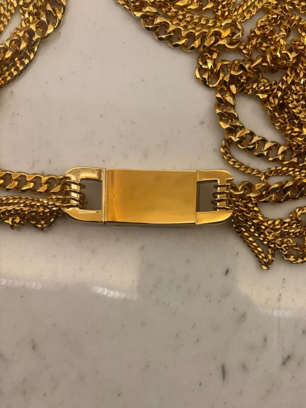 Michael Kors Multi Strand Chain Link Statement Necklace Gold MKJ2920 ID Bar